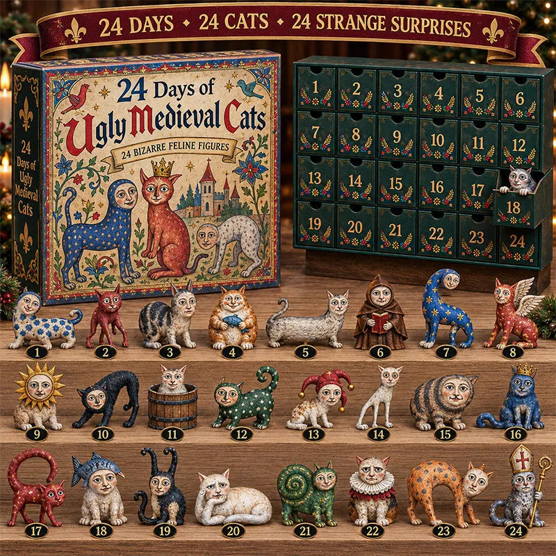 🐈🏰 Knasiga medeltidskatter – Adventskalender 2026 med 24 kattfigurer