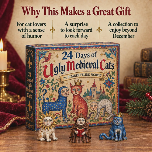 🐈🏰 Knasiga medeltidskatter – Adventskalender 2026 med 24 kattfigurer