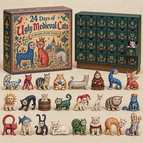 🐈🏰 Knasiga medeltidskatter – Adventskalender 2026 med 24 kattfigurer